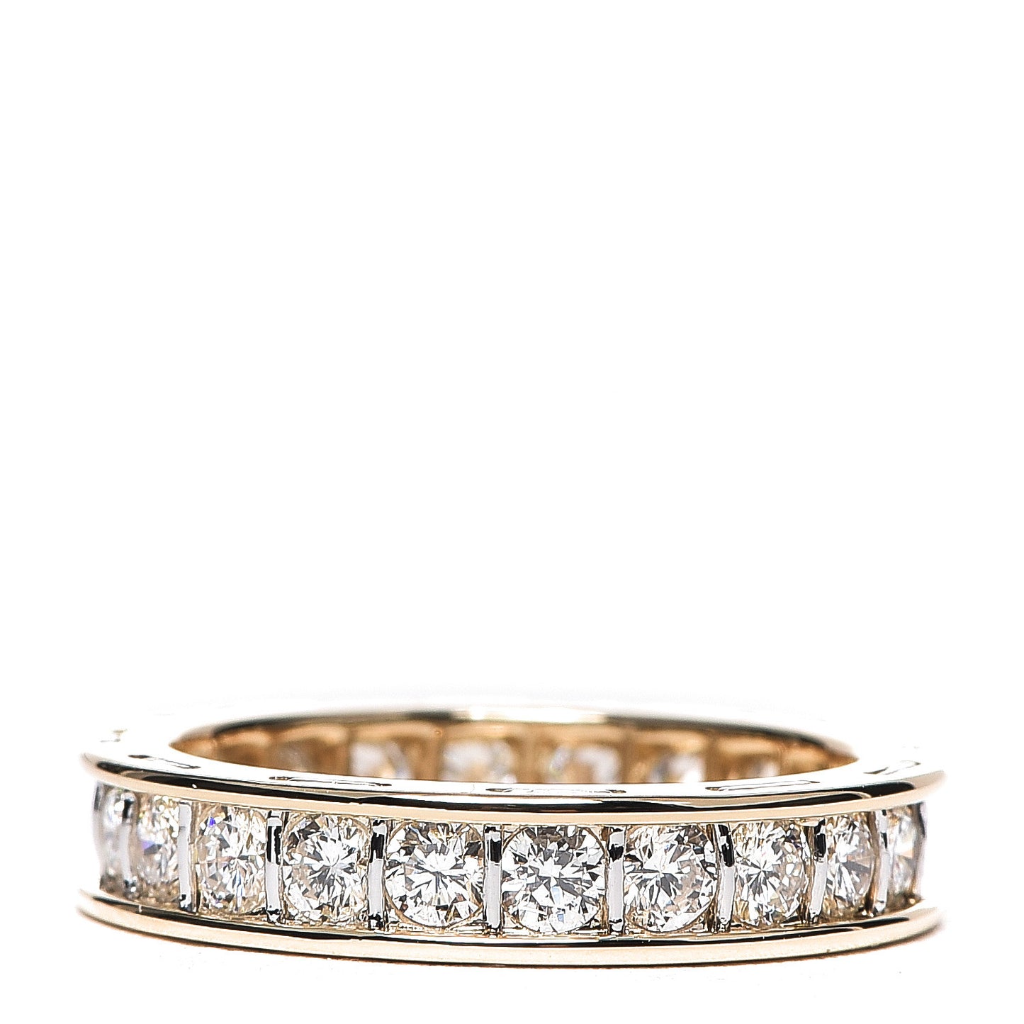 18K Yellow Gold Platinum Diamond 4mm Ballerine Wedding Band Ring 51 5.75