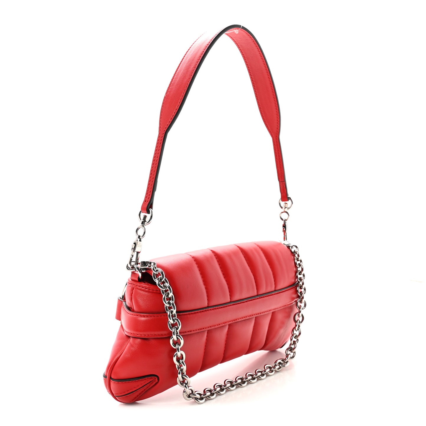 Nappa Vertical Matelasse Small Maxi Horsebit Chain Shoulder Bag Beret Red