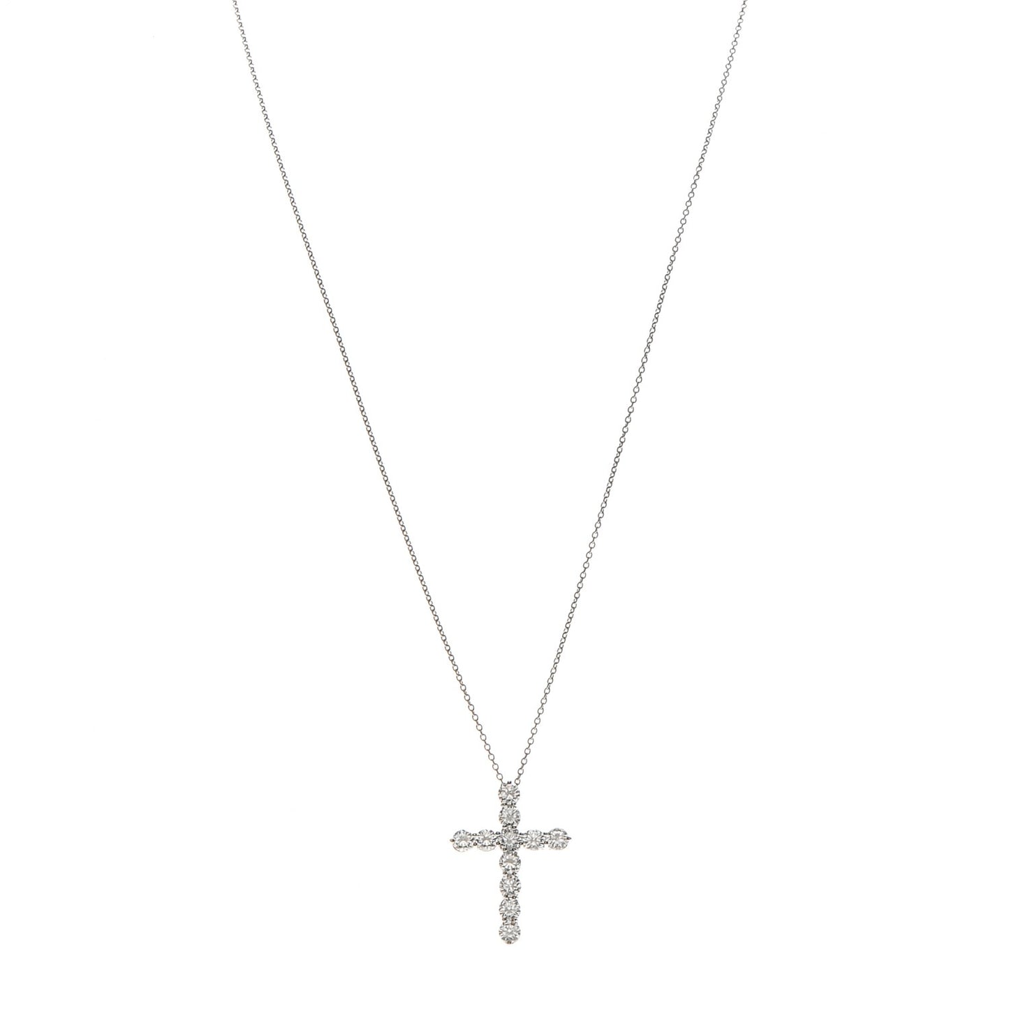 Platinum Diamond Large Cross Pendant Necklace