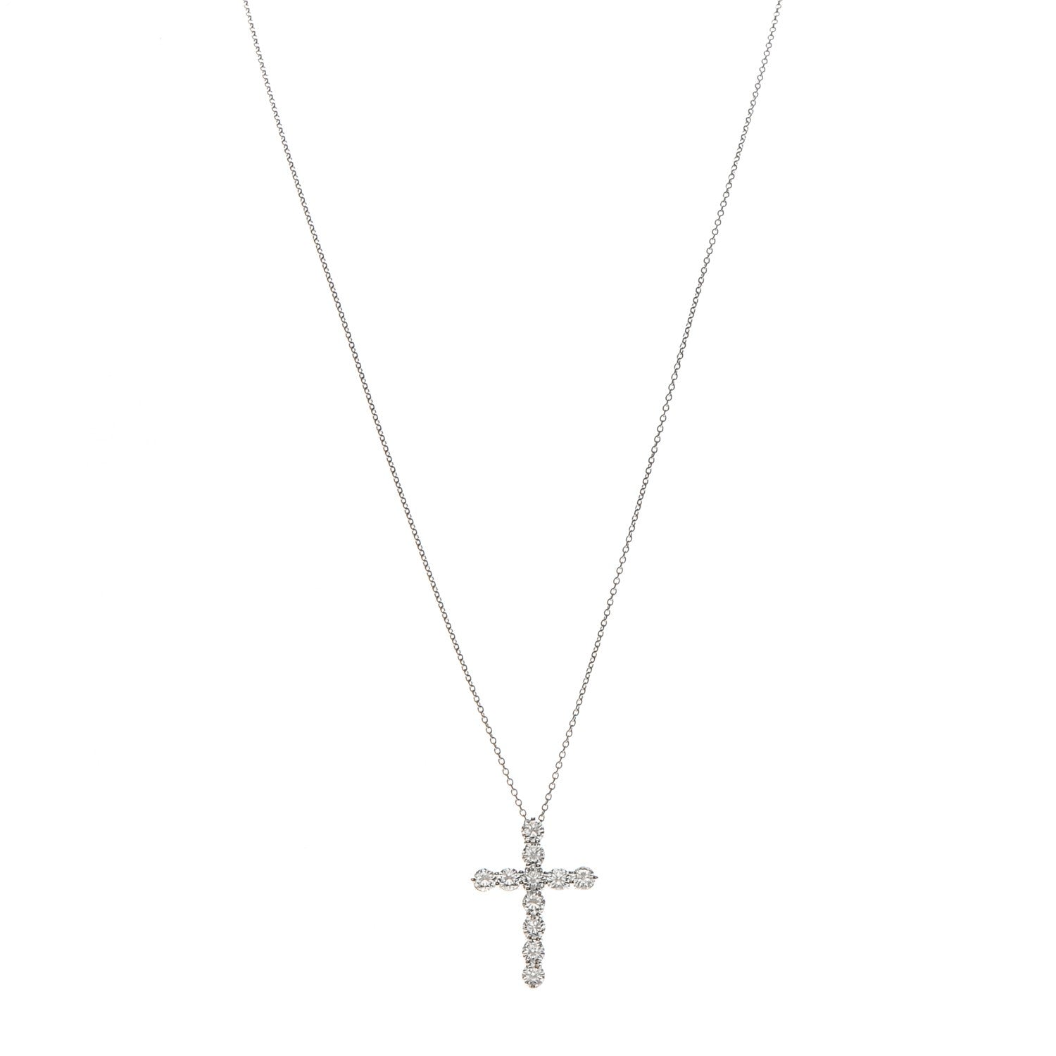 Tiffany Platinum Diamond Large Cross Pendant Necklace 1 of 7