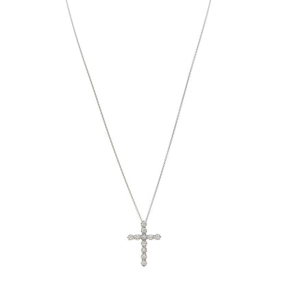 Tiffany Platinum Diamond Large Cross Pendant Necklace 1 of 7