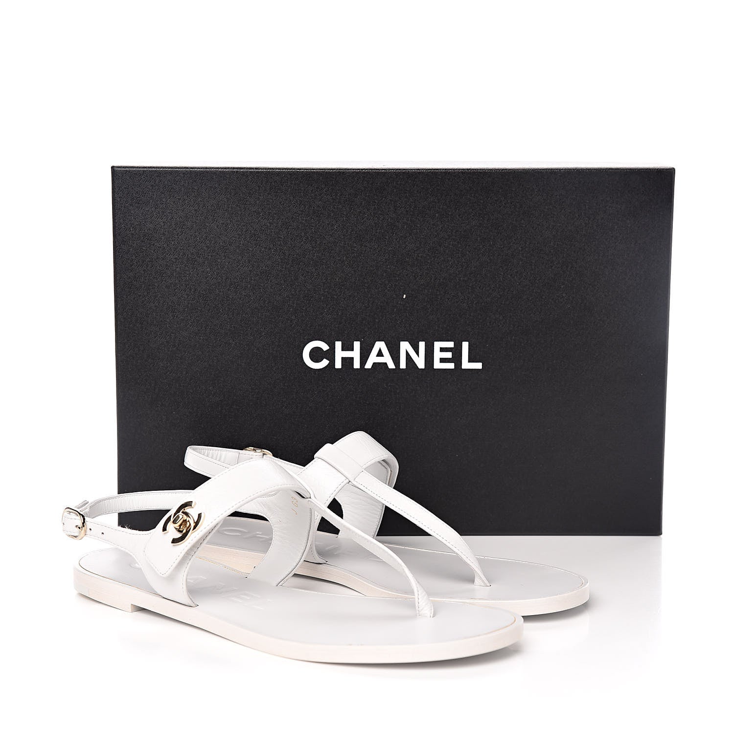 Chanel Lambskin CC Thong Sandals 36.5 White 11 of 11