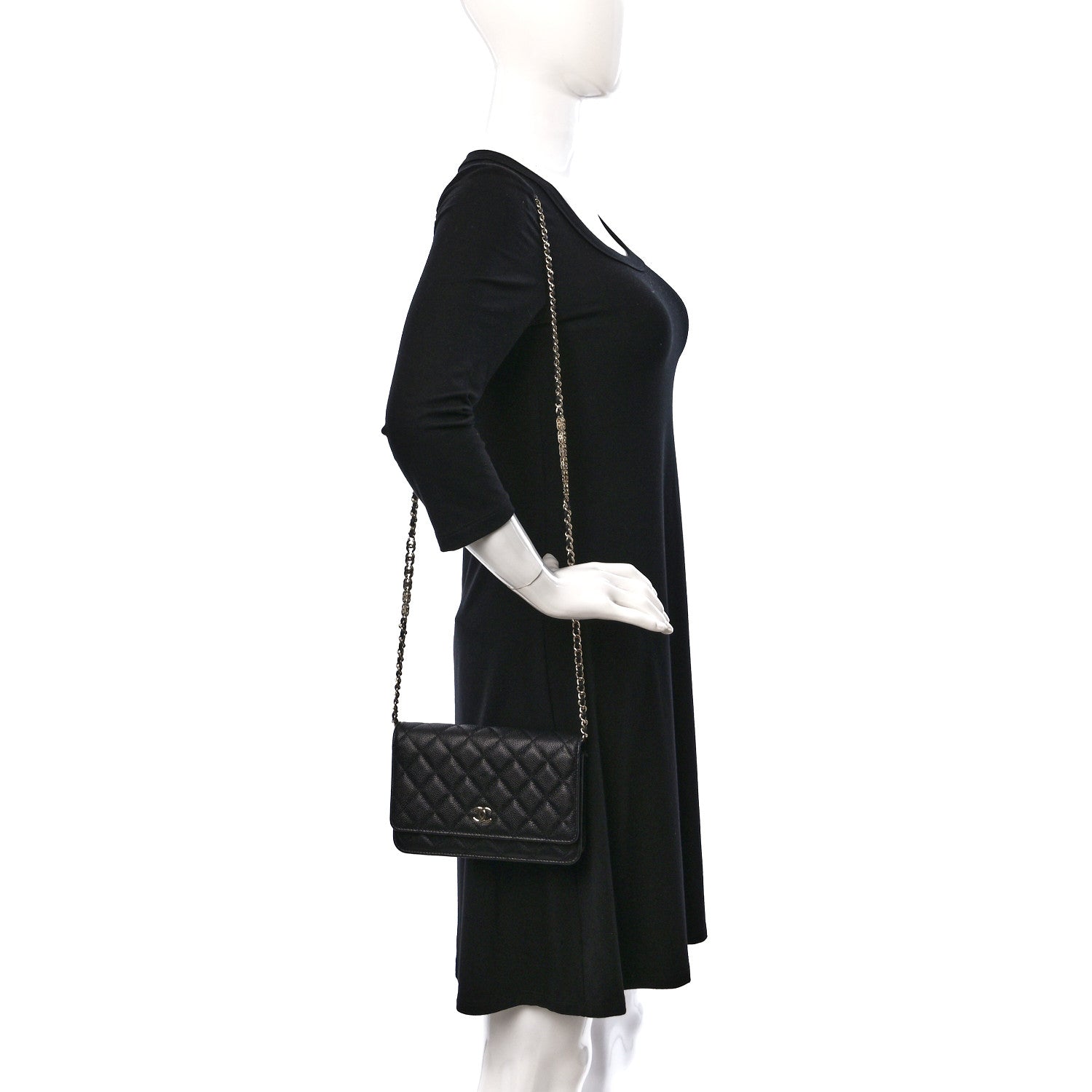 Chanel Caviar Quilted Tiny CC Wallet On Chain WOC Black 2 of 9