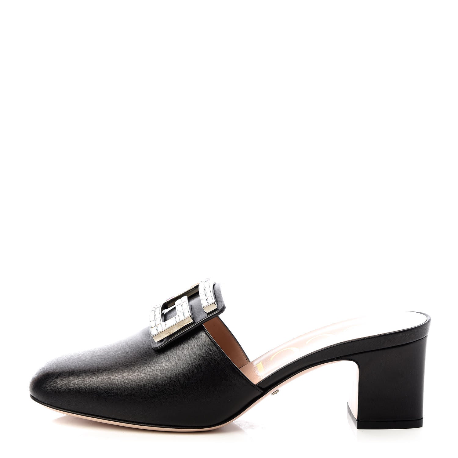 Gucci Malaga Kid Crystal Square G Madelyn Mules 38.5 Black 1 of 11