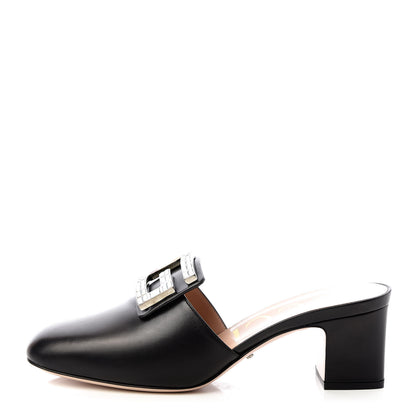 Gucci Malaga Kid Crystal Square G Madelyn Mules 38.5 Black 1 of 11