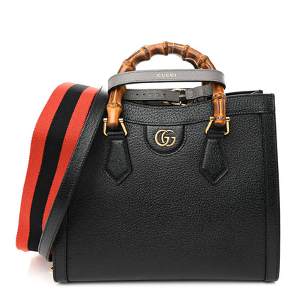 Gucci Textured Dollar Calfskin Web Small Diana Tote Bag Black Dusty Grey 1 of 9