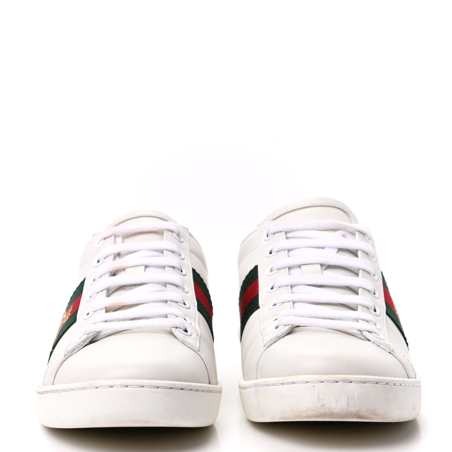 Gucci Calfskin Ayers Bee Embroidered Womens Ace Sneakers 36 White Green 2 of 7
