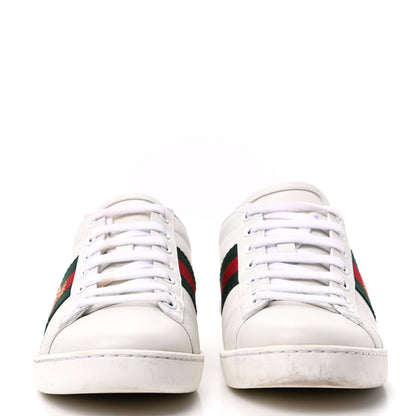 Gucci Calfskin Ayers Bee Embroidered Womens Ace Sneakers 36 White Green 2 of 7