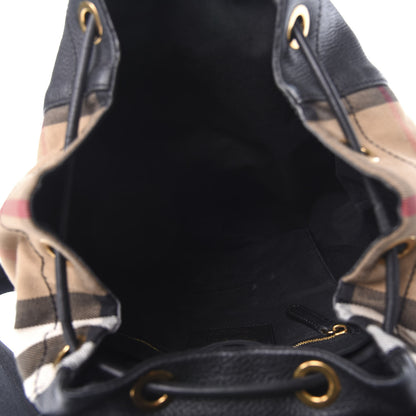 Burberry Derby Calfskin Canvas Mega Check Medium Rucksack Backpack Black 4 of 8
