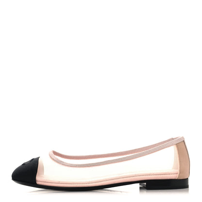 Chanel Mesh Grosgrain CC Ballerina Flats 39.5 Pink Black 1 of 8