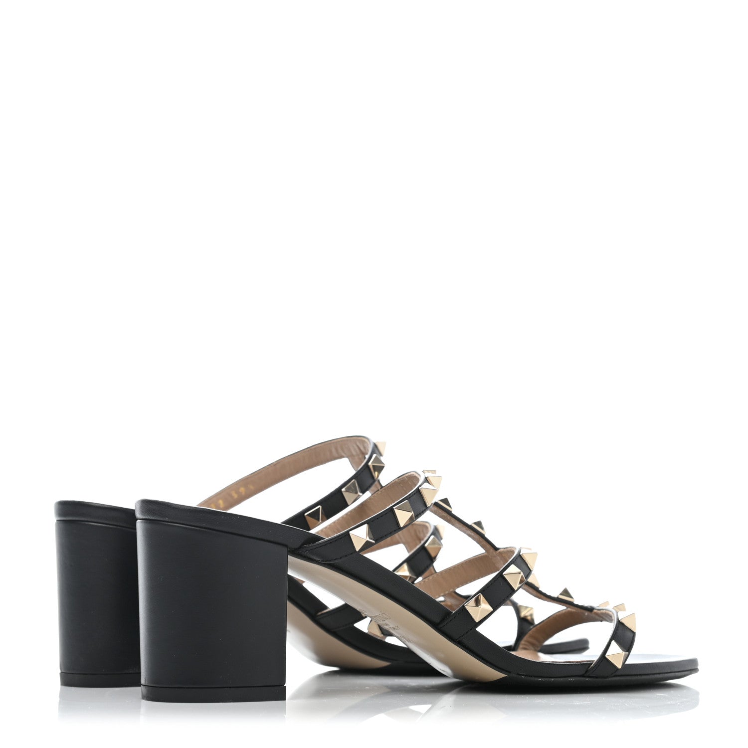 Valentino Garavani Calfskin Rockstud 60mm Caged Slide Sandals 39.5 Black 3 of 7