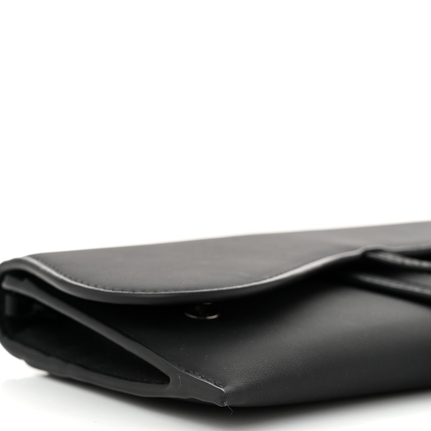 Ultra Matte Calfskin Saddle Chain Wallet Pouch Black