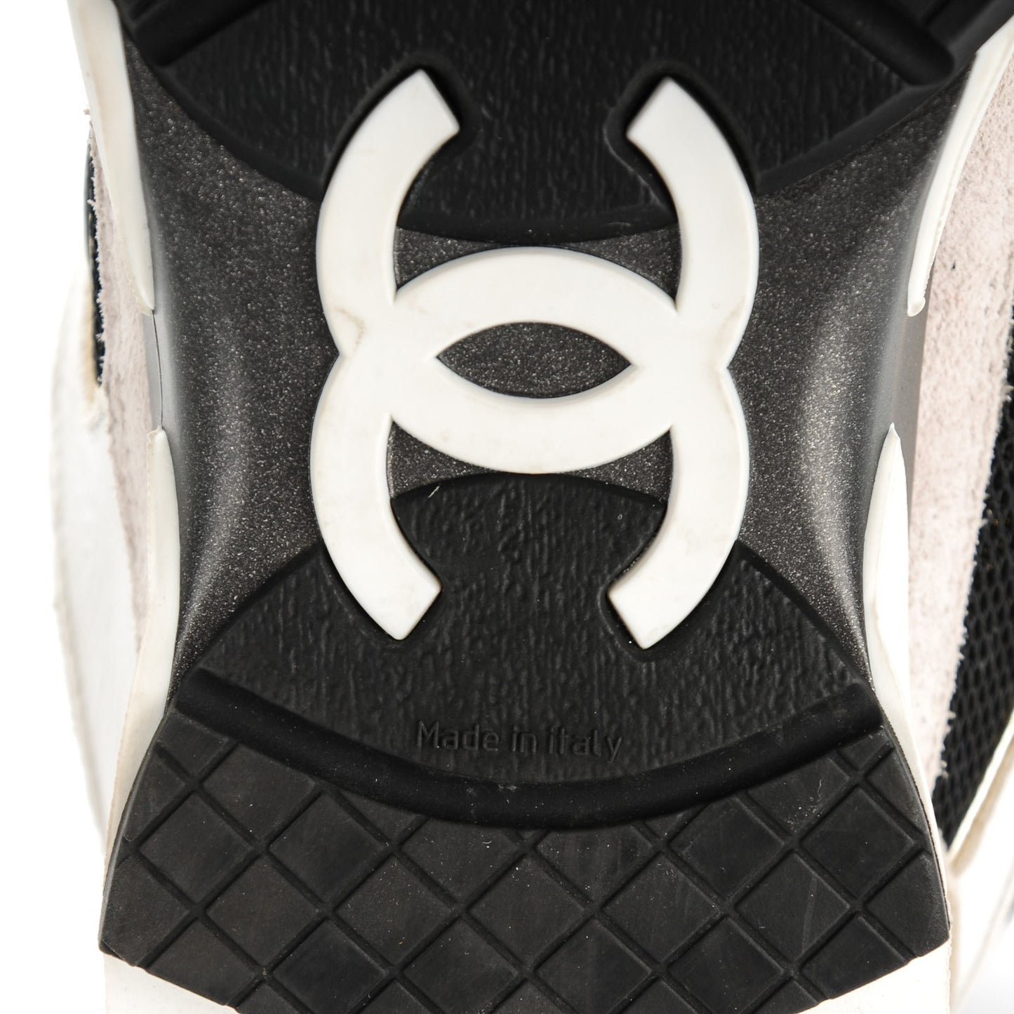 Suede Calfskin CC Sneakers 39 Black White Gold