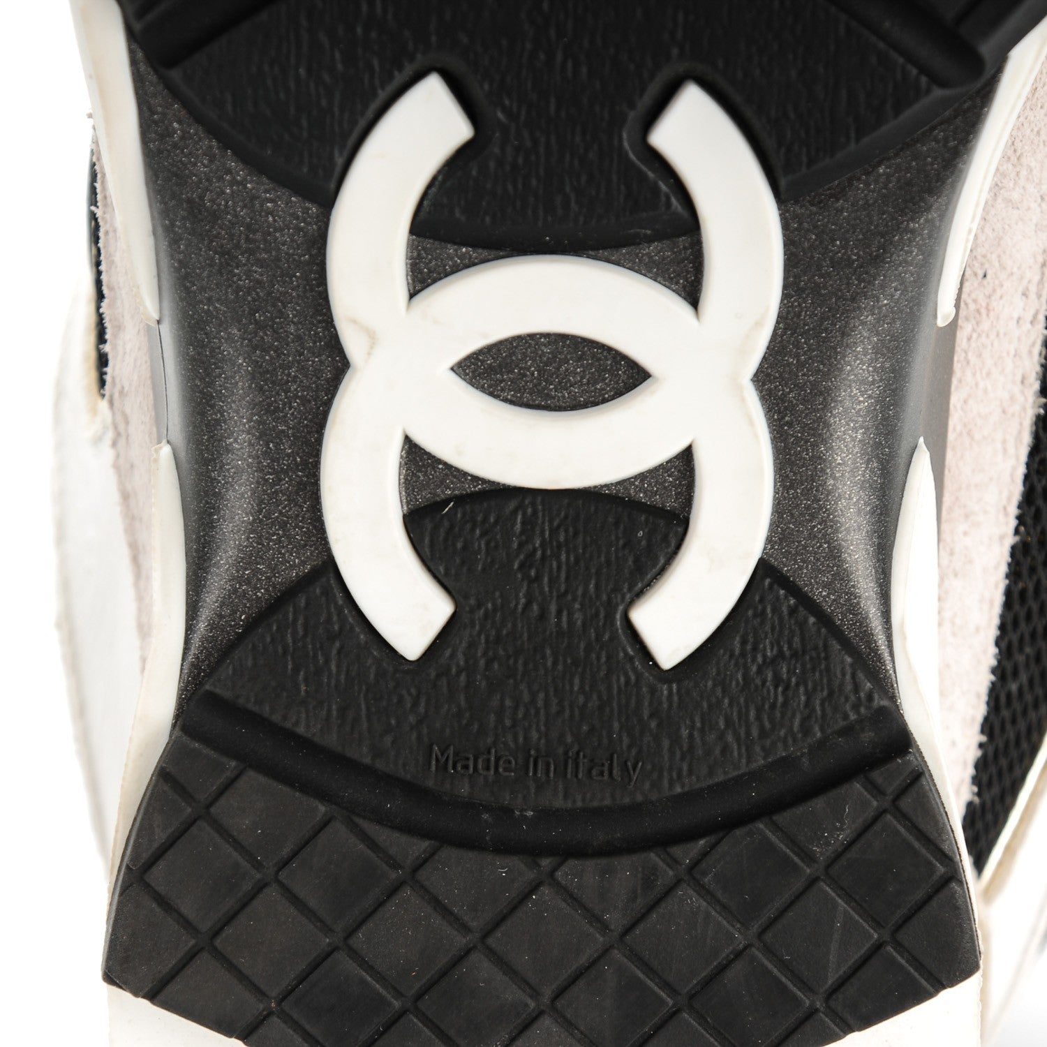 Chanel Suede Calfskin CC Sneakers 39 Black White Gold 6 of 9