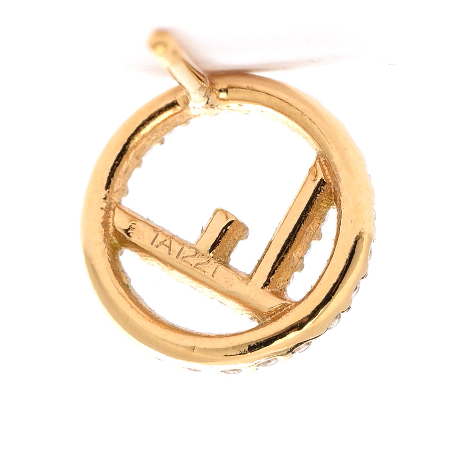 Fendi FF Crystal Round Earrings Gold 4 of 5