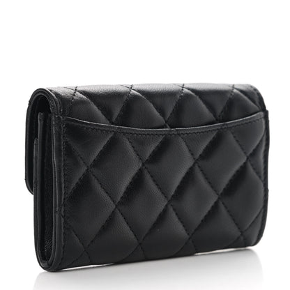 Chanel Lambskin Quilted Flap Card Holder Wallet Black 3 of 11