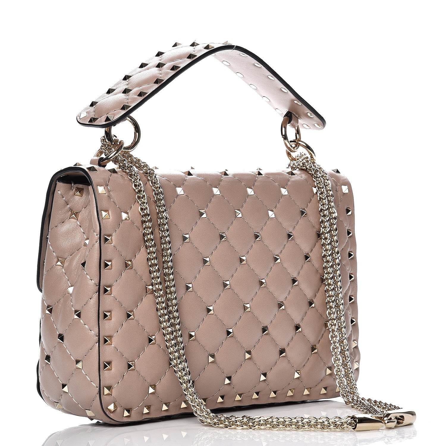 Valentino Garavani Lambskin Medium Rockstud Spike Shoulder Bag Poudre 3 of 8