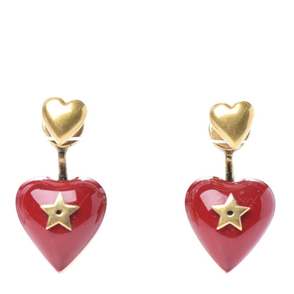 Christian Dior Heart Dioramour Earrings Gold Red 1 of 4