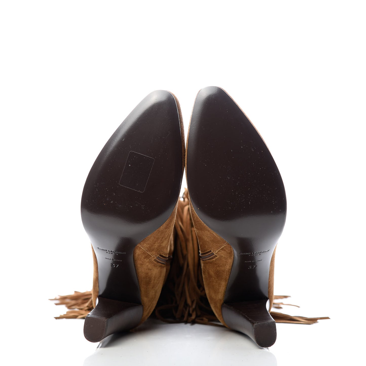 Suede Lily Knee High Fringed Boots 37 Cigar