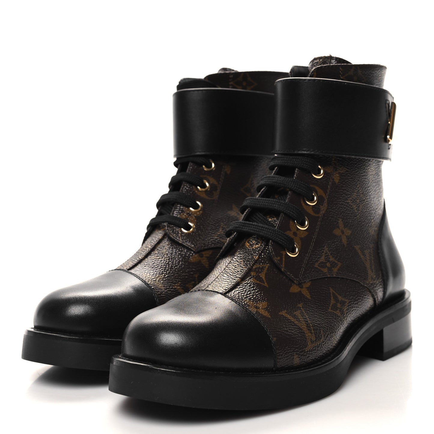 Calfskin Monogram Wonderland Flat Ranger Boots 38 Black