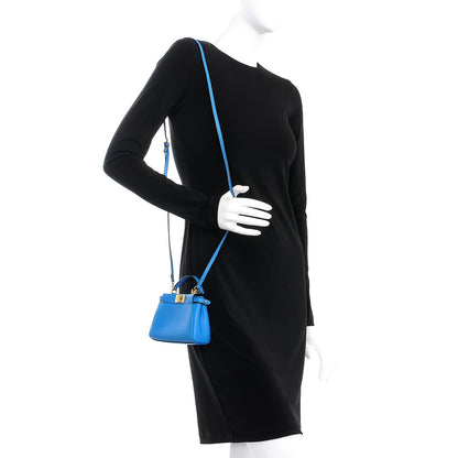 Fendi Shiny Nappa Micro Peekaboo Iconic Satchel Blue Royal 2 of 7