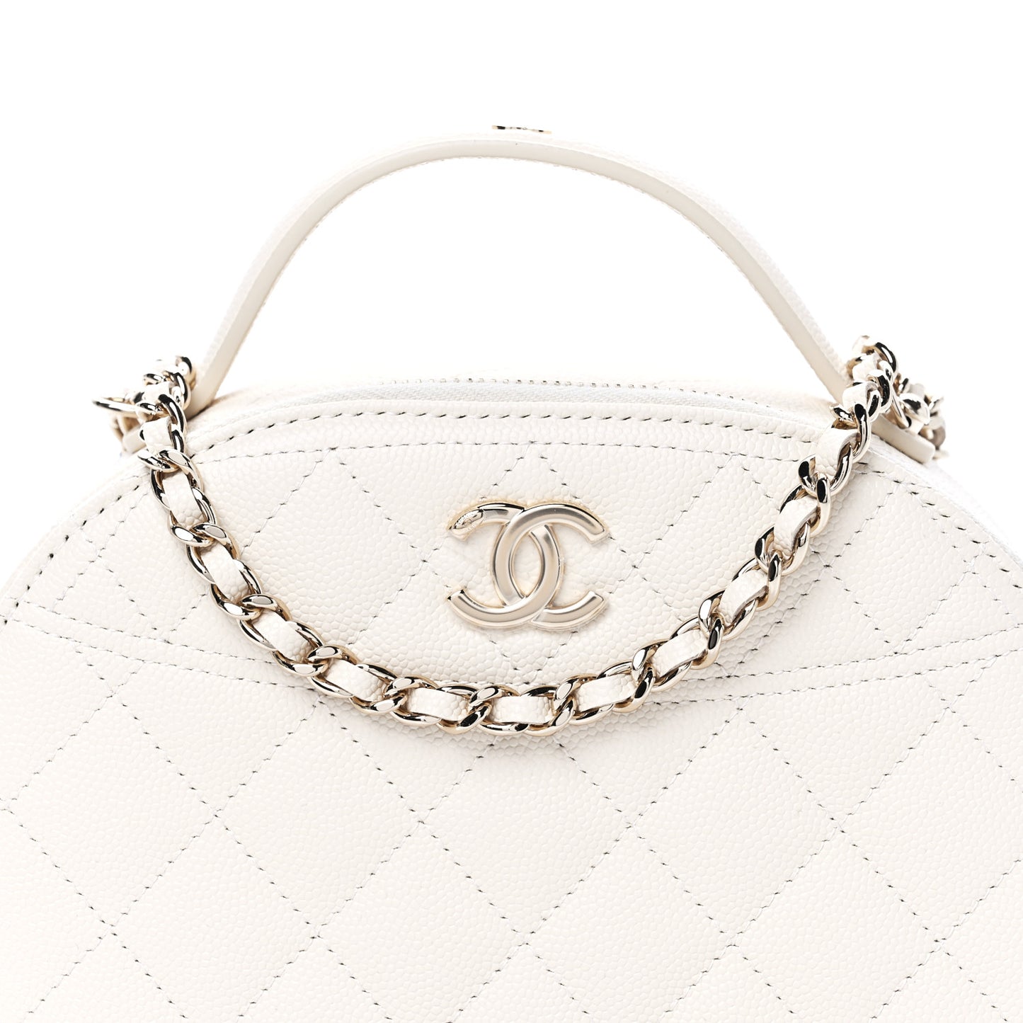 Caviar Quilted Top Handle Vanity Case White