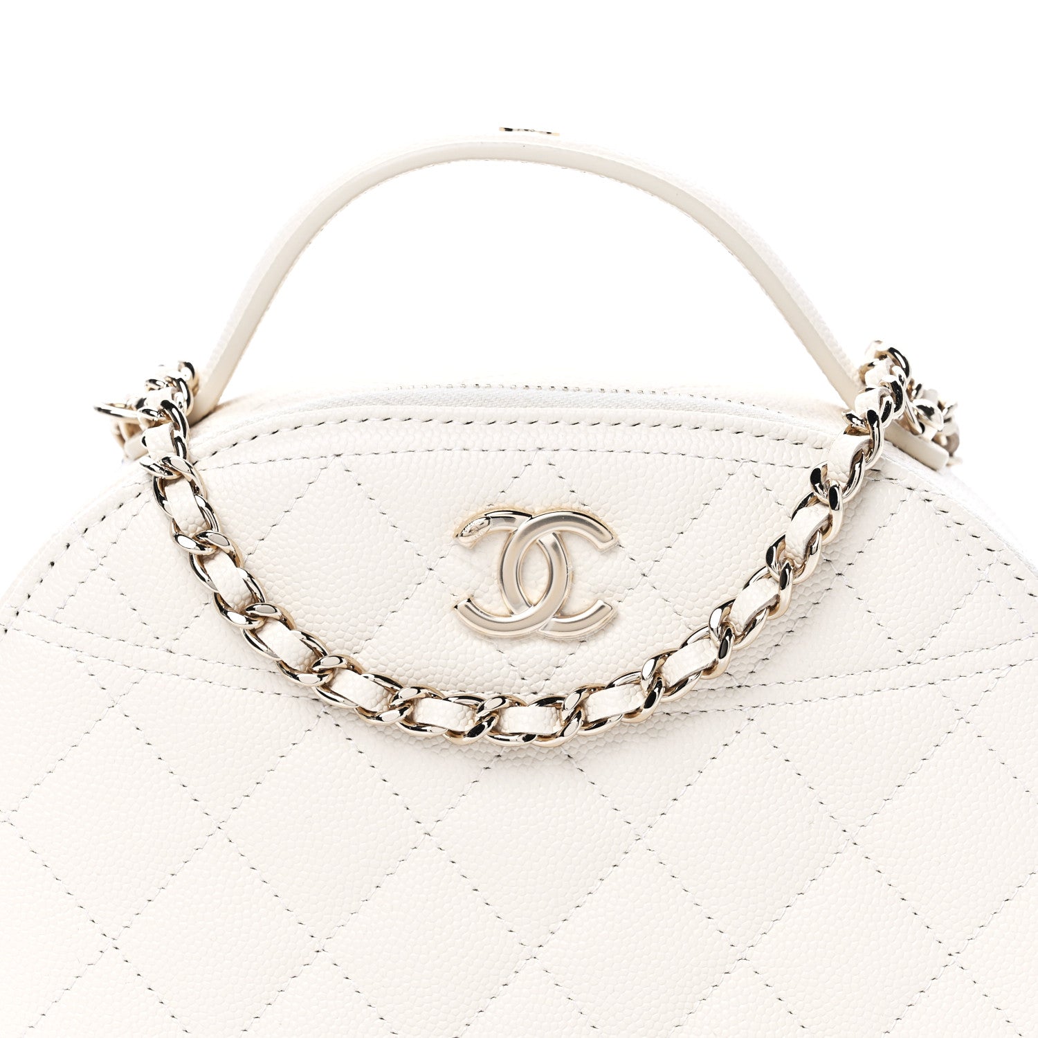 Chanel Caviar Quilted Top Handle Vanity Case White 8 of 11
