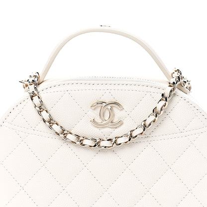 Chanel Caviar Quilted Top Handle Vanity Case White 8 of 11