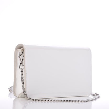 Miu Miu Patent Crystal Logo Mini Crossbody White 3 of 8