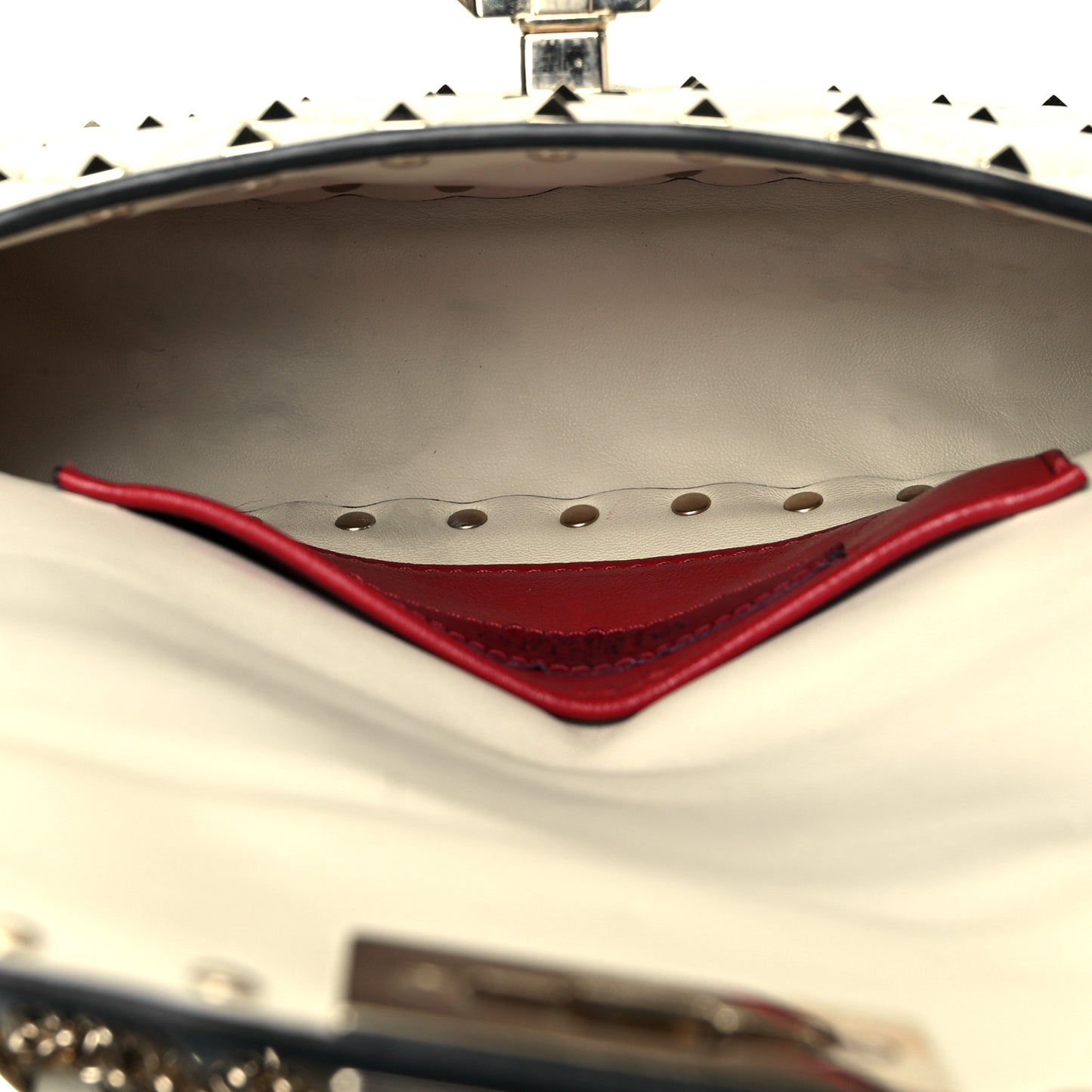 Lambskin Small Rockstud Spike Shoulder Bag White