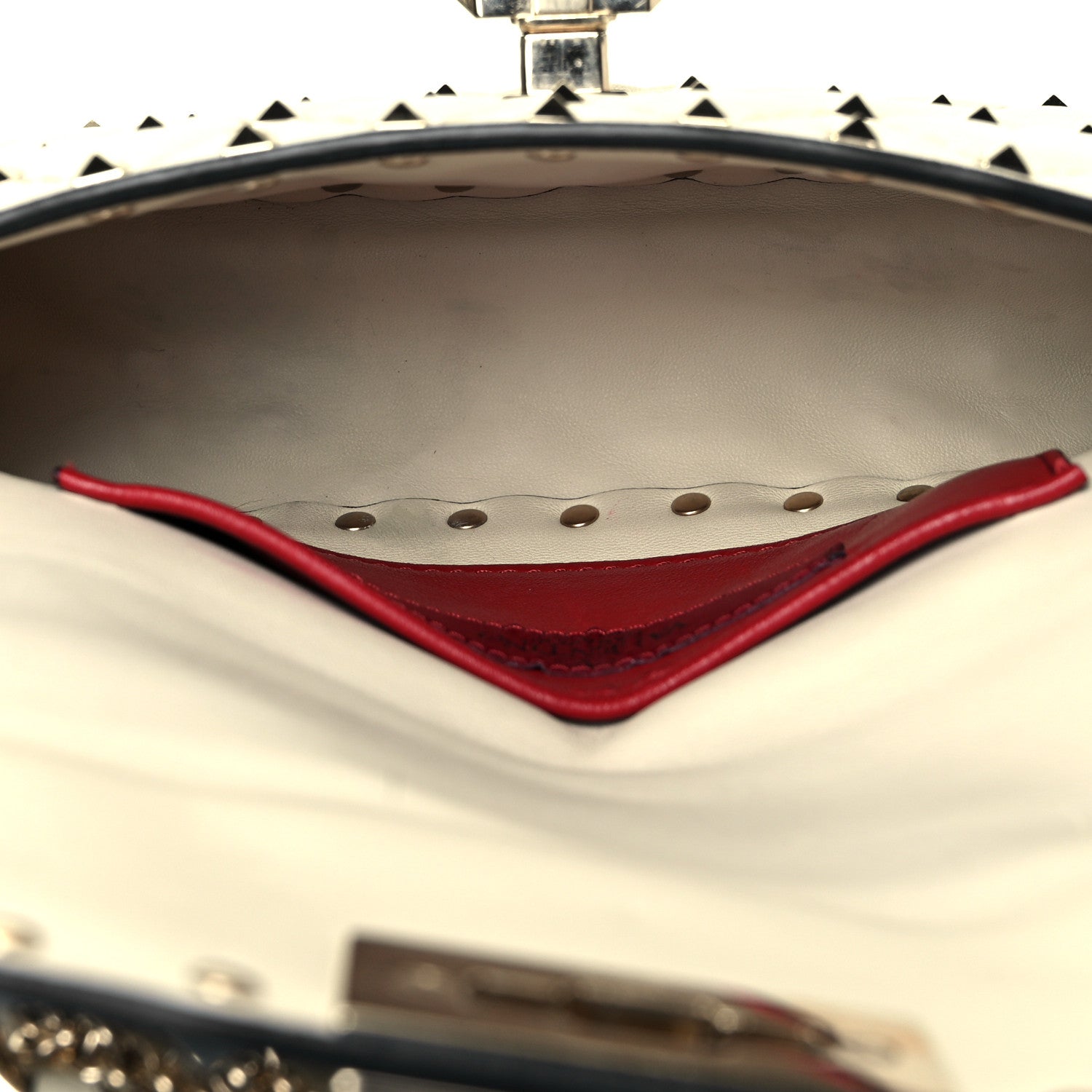 Valentino Garavani Lambskin Small Rockstud Spike Shoulder Bag White 4 of 7