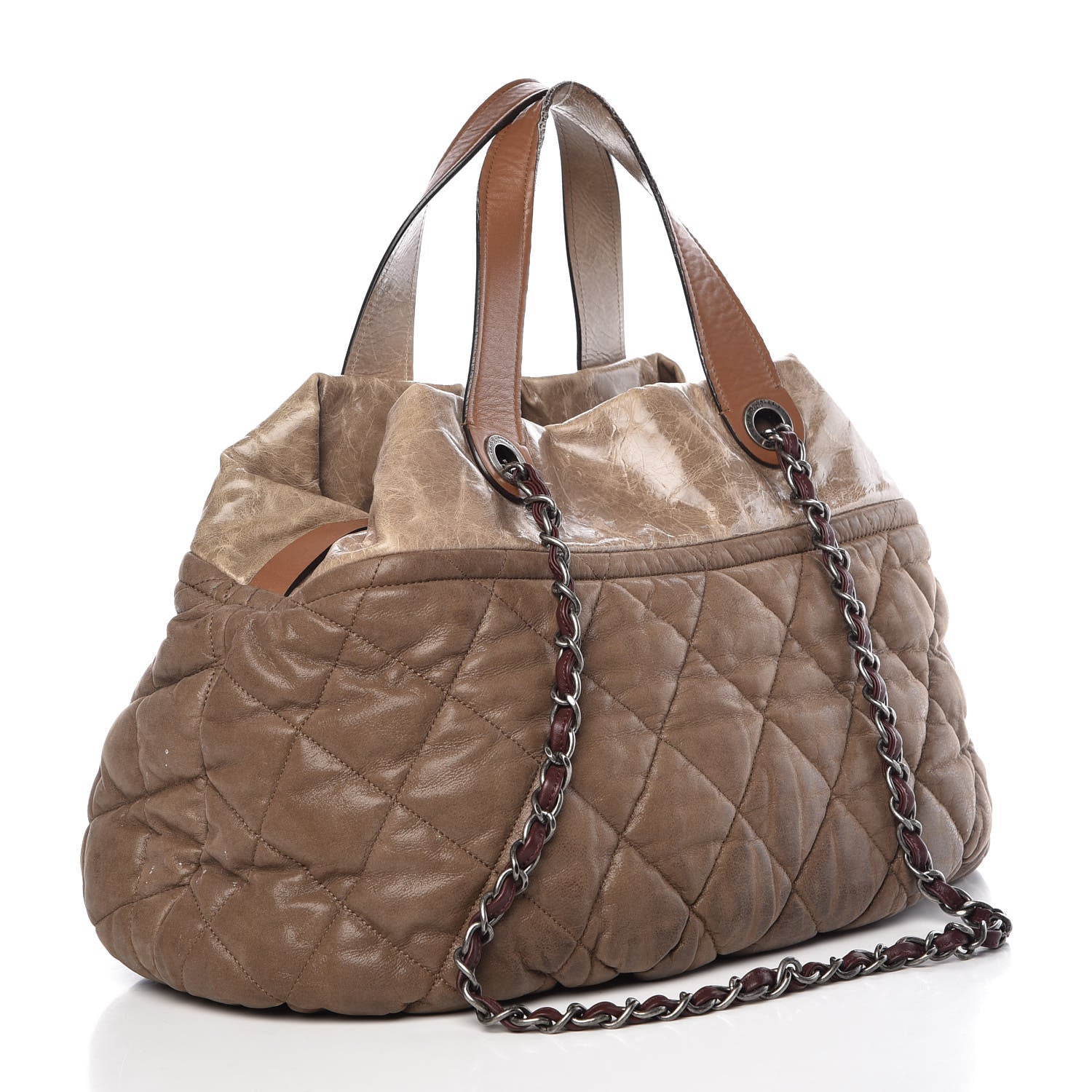 Chanel Iridescent Calfskin Quilted Large In The Mix Tote Khaki 4 of 17