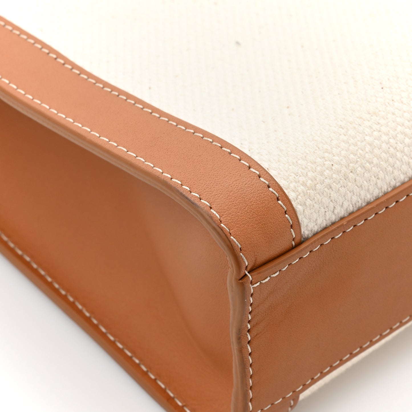 Canvas Calfskin Logo Print Small Vertical Cabas Natural Tan