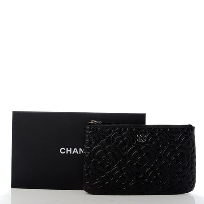 Chanel Caviar Camellia Embossed Cosmetic Pouch Black 7 of 7