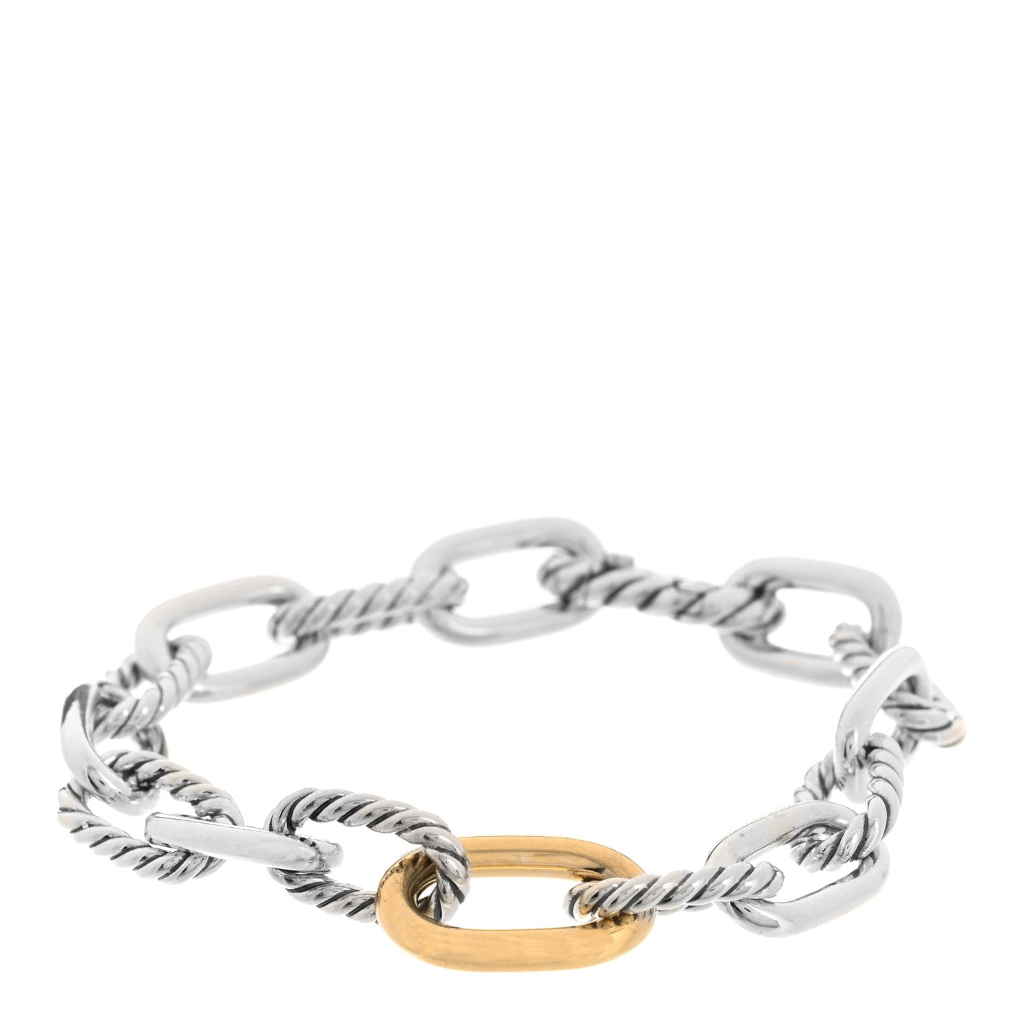 David Yurman Sterling Silver 18K Yellow Gold 8.5mm Madison Chain Bracelet 1 of 6