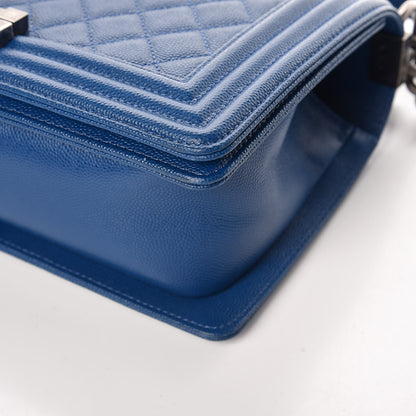 Chanel Caviar Quilted Medium Boy Flap Blue 10 of 13