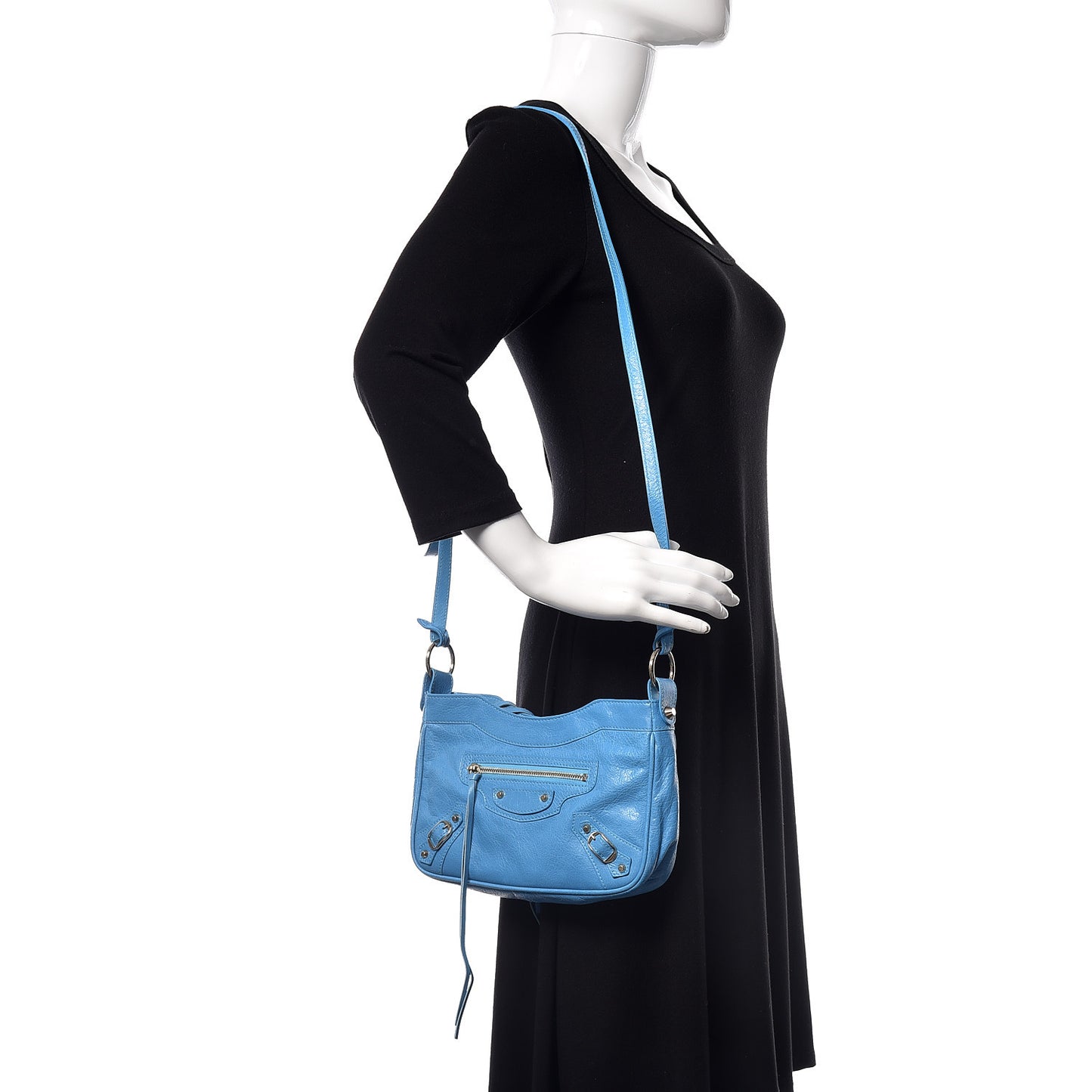 Agneau Classic Gold Hardware Hip Bleu Azur Clair