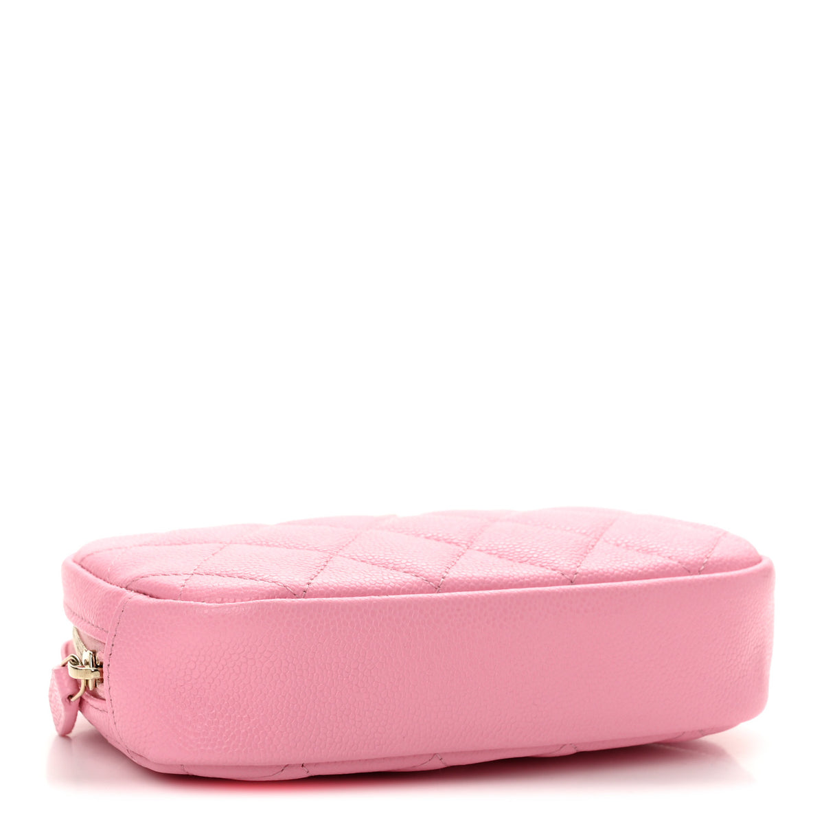 Caviar Quilted Small Curvy Pouch Cosmetic Case Pink