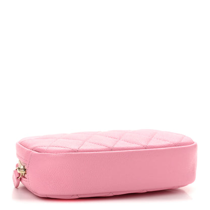 Chanel Caviar Quilted Small Curvy Pouch Cosmetic Case Pink 4 of 8