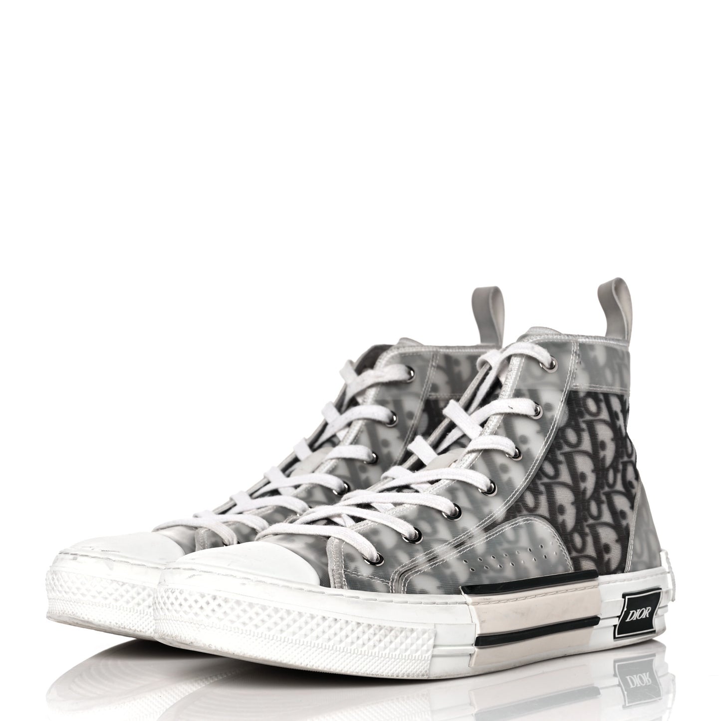 Technical Canvas Oblique Mens B23 High Top Sneakers 43 White Black