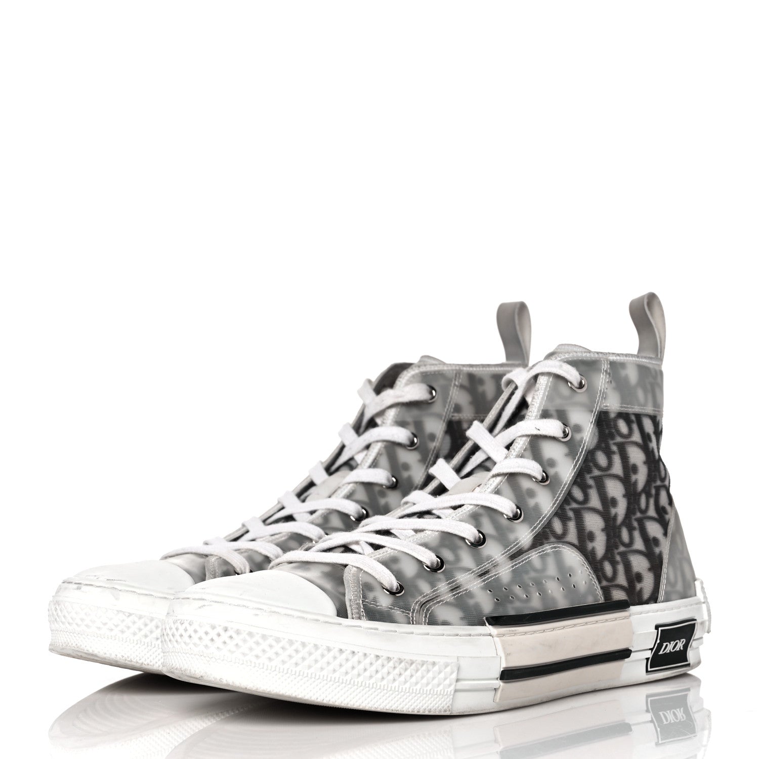 Christian Dior Technical Canvas Oblique Mens B23 High Top Sneakers 43 White Black 3 of 9