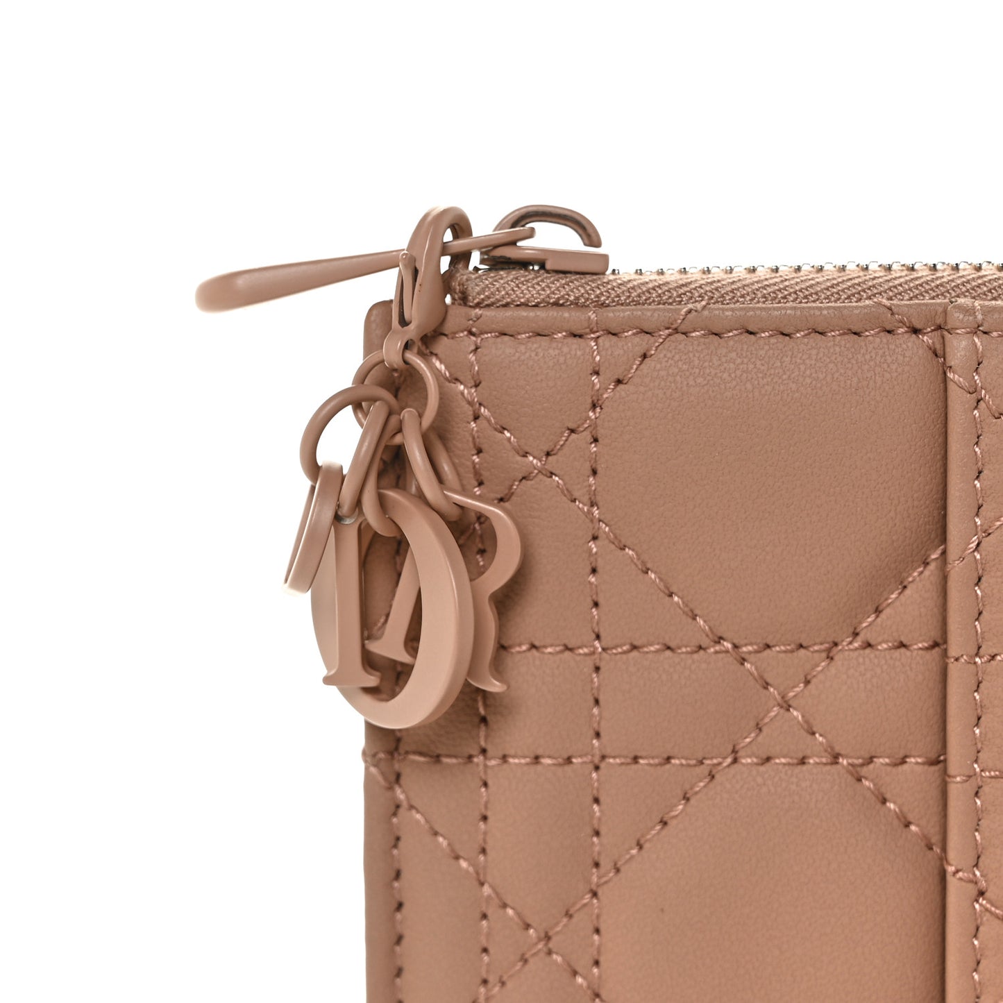 Ultra Matte Calfskin Cannage Large Lady Dior Zip Wallet Beige
