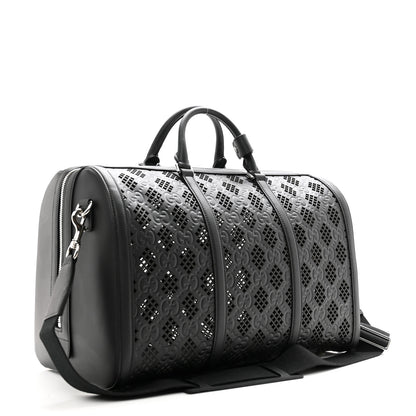 Gucci Calfskin Cut Out GG Embossed Medium Duffle Bag Black 2 of 8