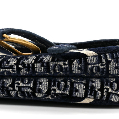 Christian Dior Velvet Oblique Saddle Bag Blue 8 of 9