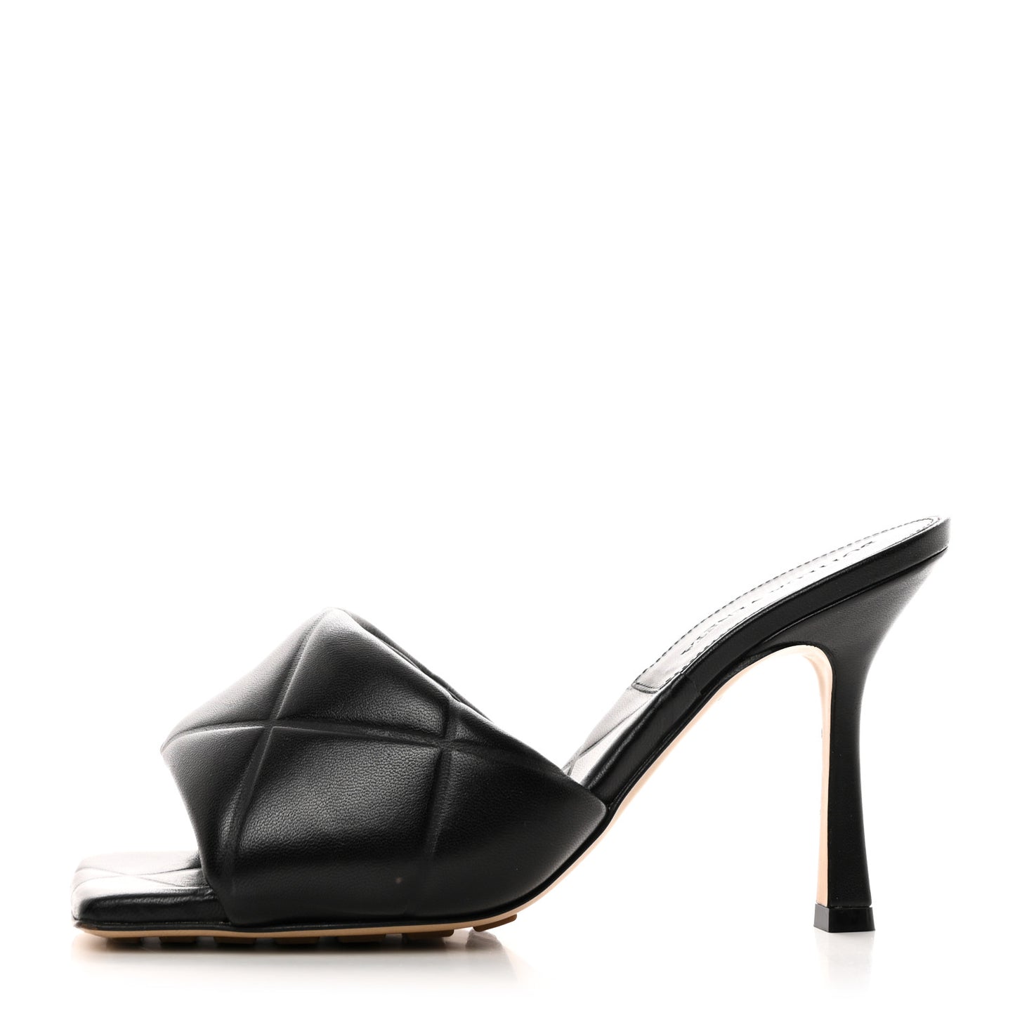 Nappa Quilted Rubber Lido Mule Sandals 37 Black