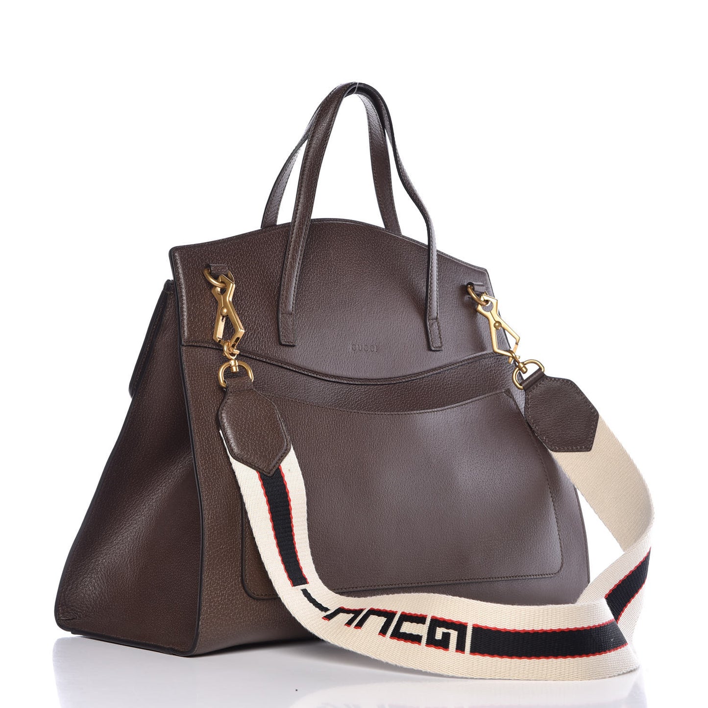 Textured Calfskin Web Crystal Butterfly Stripe Large Totem Top Handle Bag New Acero
