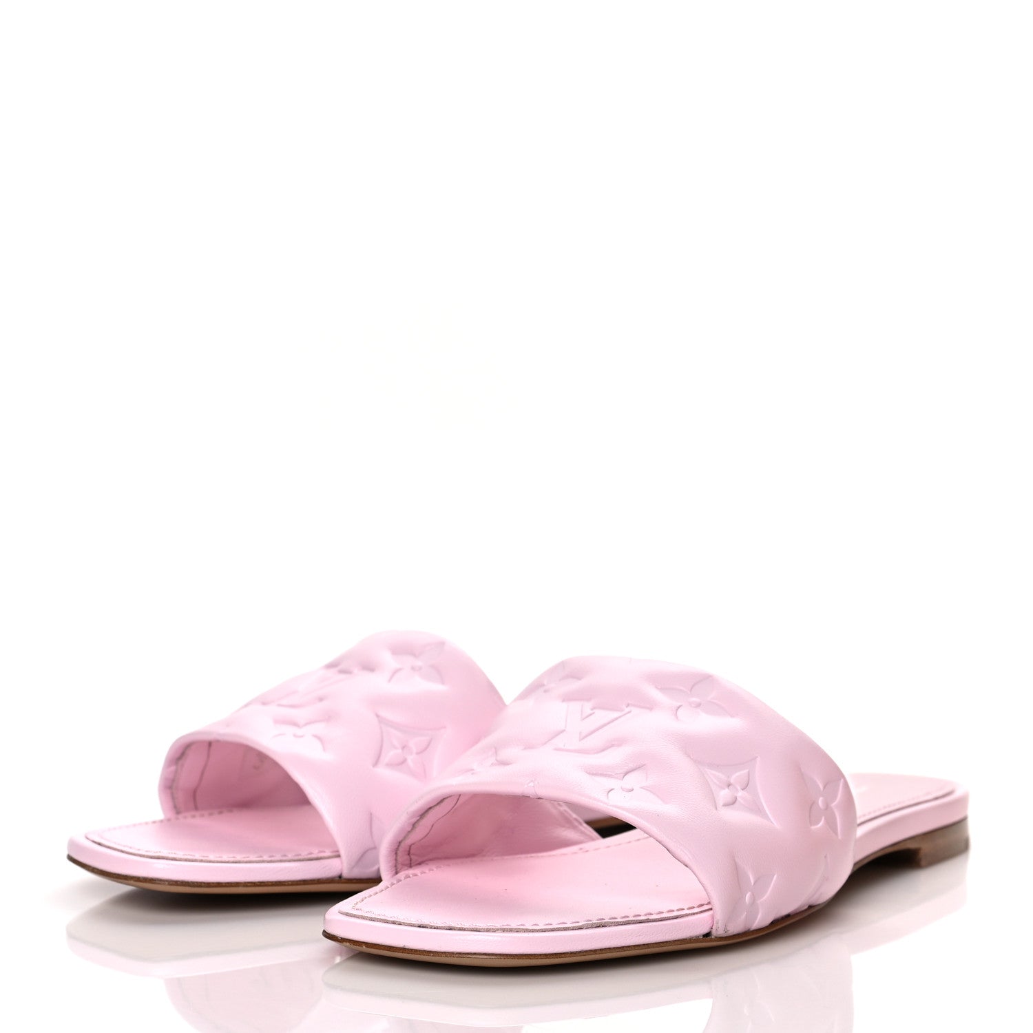 Louis Vuitton Lambskin Embossed Monogram Revival Flat Mules 38 Light Pink 3 of 9