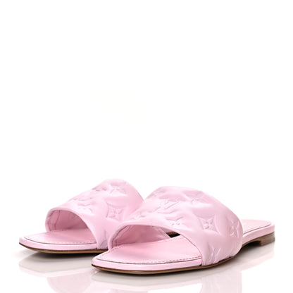 Louis Vuitton Lambskin Embossed Monogram Revival Flat Mules 38 Light Pink 3 of 9