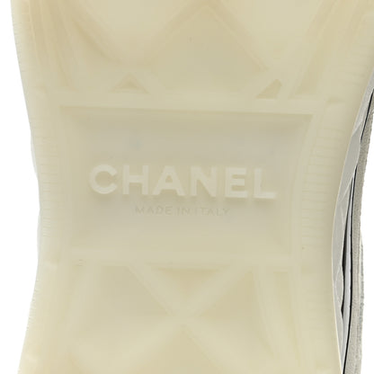 Chanel Suede Calfskin Nylon Grosgrain CC Sneakers 37.5 White 6 of 9