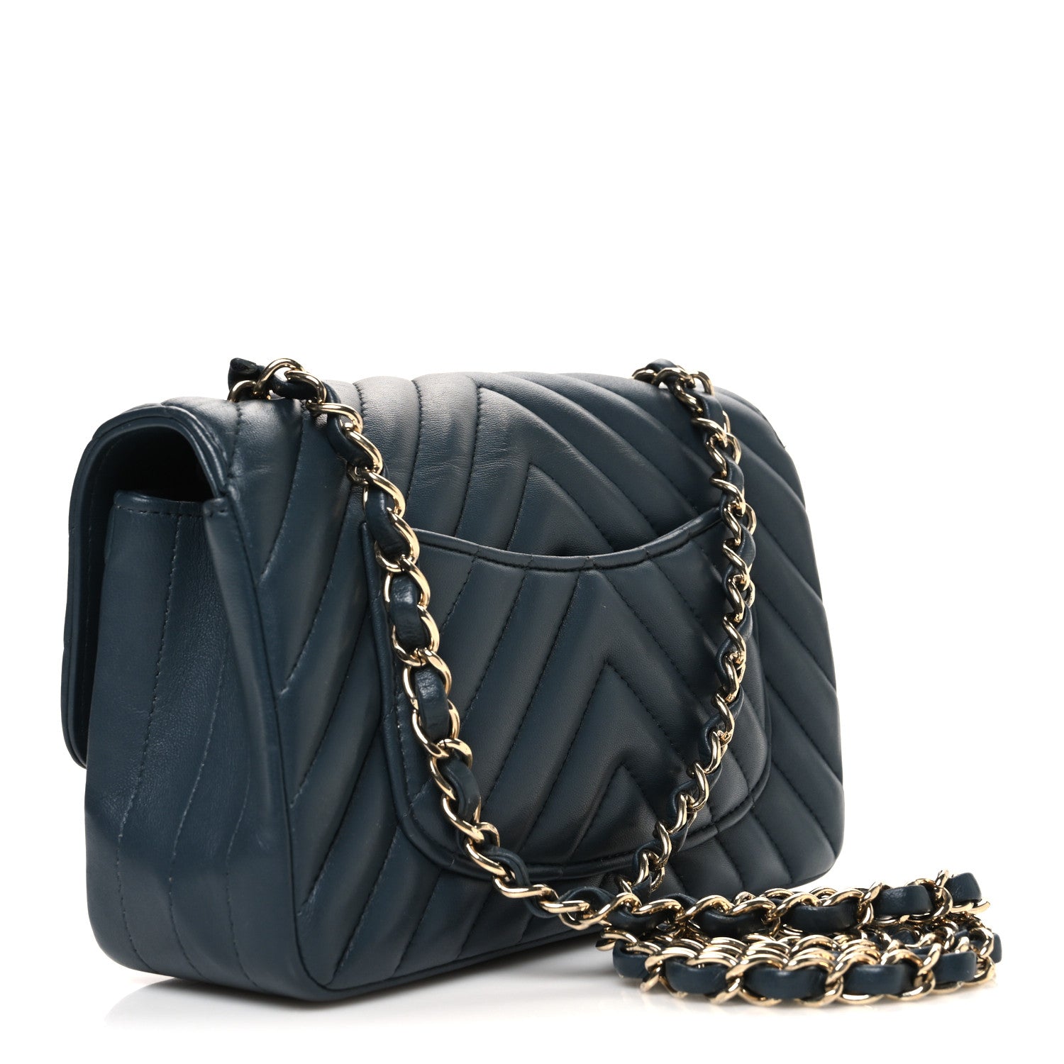 Chanel Lambskin Chevron Quilted Mini Rectangular Flap Dark Grey 3 of 10